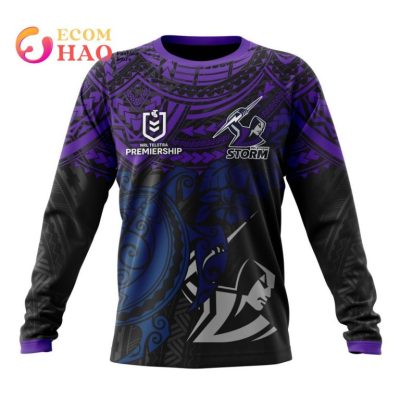 NRL Melbourne Storm Custom Name Number Polynesian Sweatshirt