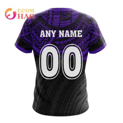 NRL Melbourne Storm Custom Name Number Polynesian T-Shirt