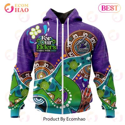 NRL Melbourne Storm Custom Name Number Special Design NAIDOC Zip Up Hoodie