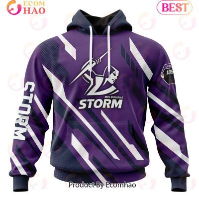 NRL Melbourne Storm Custom Name Number MotoCross Pullover Hoodie V3