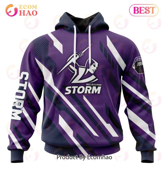 NRL Melbourne Storm Custom Name Number MotoCross Pullover Hoodie V3