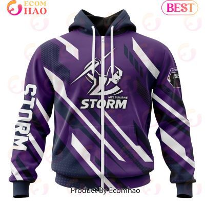 NRL Melbourne Storm Custom Name Number MotoCross Zip Up Hoodie V3