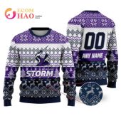 NRL Melbourne Storm Custom Name Number Ugly Christmas Sweater
