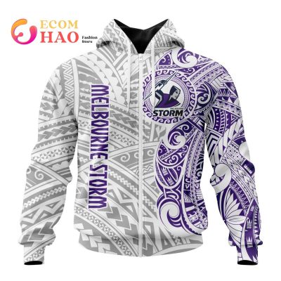 NRL Melbourne Storm Custom Name Classic Indigenous Zip Up Hoodie