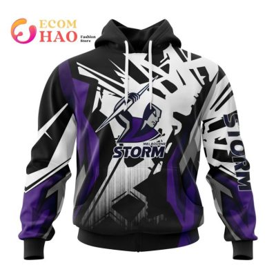 NRL Melbourne Storm Custom Name Number MotoCross Pullover Hoodie V2