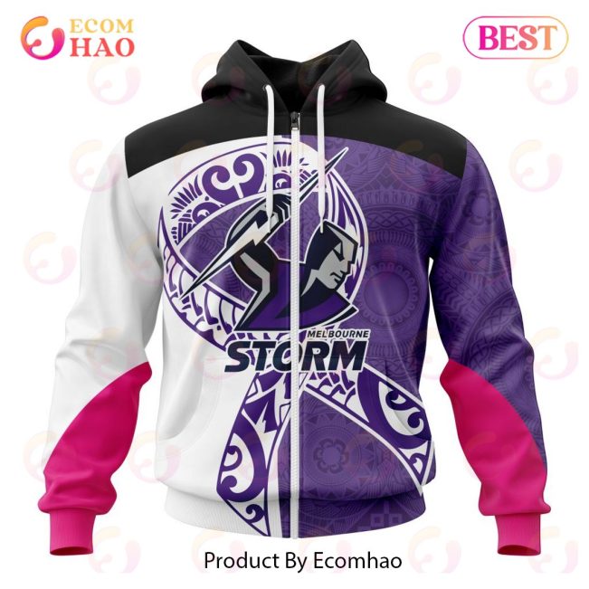 NRL Melbourne Storm Custom Name Number Samoa Fight Cancer Zip Up Hoodie
