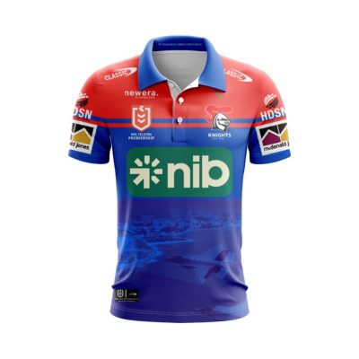 NRL Newcastle Knights Custom Name Number 2024 ANZAC Jersey Polo Shirt