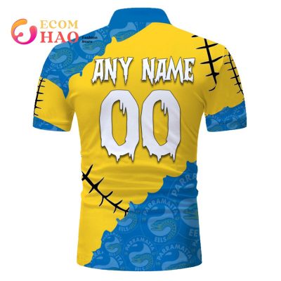 NRL Parramatta Eels Custom Name Number Halloween Polo Shirt V3