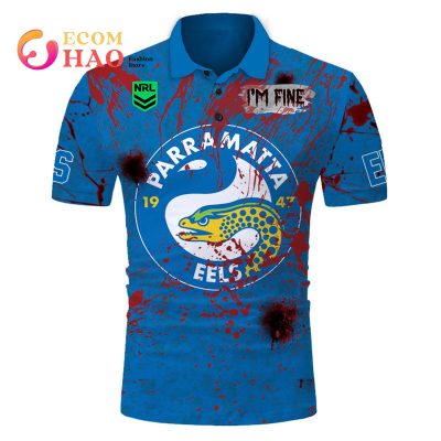 NRL Parramatta Eels Custom Name Number Halloween Jersey Polo Shirt