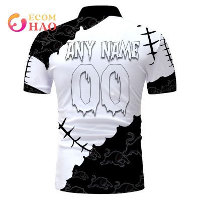NRL Penrith Panthers Custom Name Number Halloween Polo Shirt