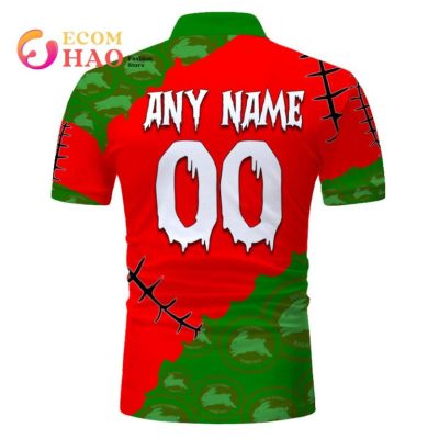 NRL South Sydney Rabbitohs Custom Name Number Halloween Polo Shirt V2