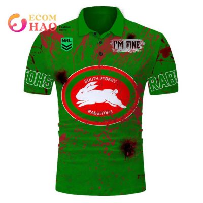NRL South Sydney Rabbitohs Custom Name Number Halloween Jersey Polo Shirt