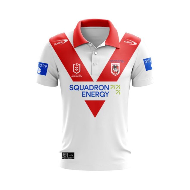 NRL St. George Illawarra Dragons Custom Name Number 2025 Home Jersey Polo Shirt