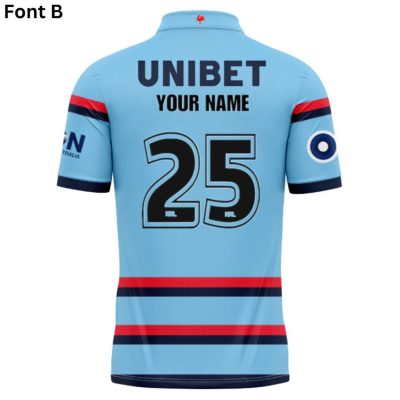 NRL Sydney Roosters Custom Name Number 2025 Bondi Blue Training Jersey Polo Shirt