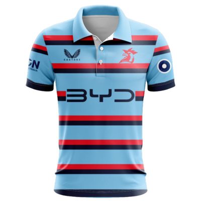 NRL Sydney Roosters Custom Name Number 2025 Bondi Blue Training Jersey Polo Shirt