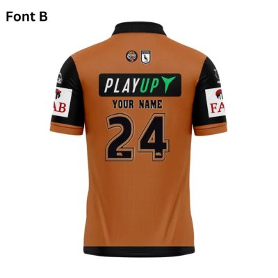 NRL Wests Tigers Custom Name Number 2024 Away Jersey Polo Shirt