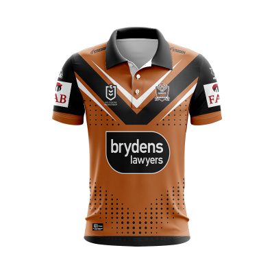 NRL Wests Tigers Custom Name Number 2024 Away Jersey Polo Shirt