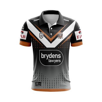 NRL Wests Tigers Custom Name Number 2024 Home Jersey Polo Shirt