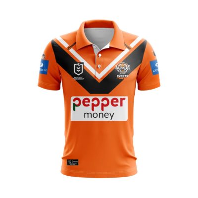 NRL Wests Tigers Custom Name Number 2025 Away Jersey Polo Shirt