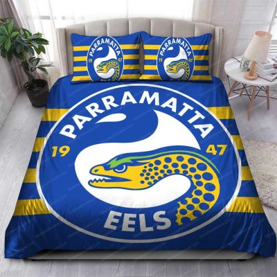 NRL Parramatta Eels Blue Gold Stripes  Bedding Set