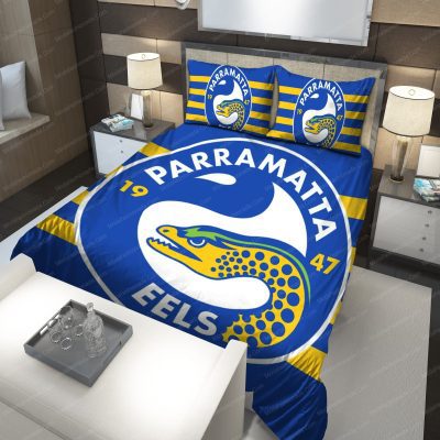 NRL Parramatta Eels Blue Gold Stripes  Bedding Set
