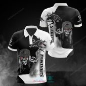 NRL Penrith Panthers Black White Iron Maiden Polo Shirt