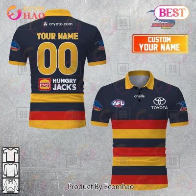 AFL Adelaide Crows Custom Name Number 2023 Guernsey Polo Shirt