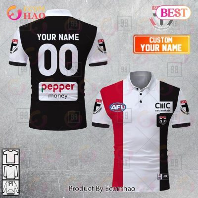 AFL St Kilda Saints Custom Name Number White 2023 Polo Shirt