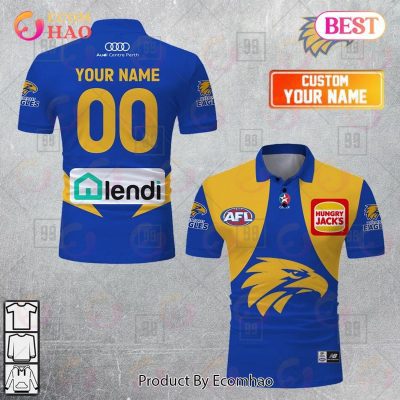 AFL West Coast Eagles Custom Name Number Polo Shirt