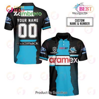 NRL Cronulla-Sutherland Sharks Custom Name Number 2023 Mix Jersey Polo Shirt