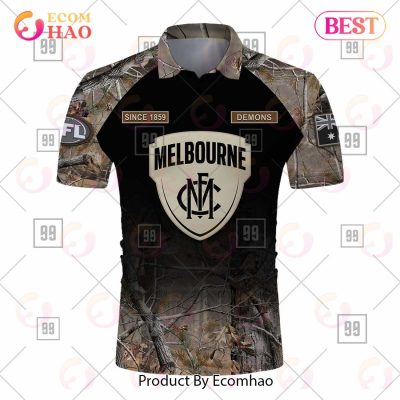 AFL Melbourne Demons Custom Name Number Camo Polo Shirt