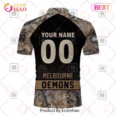 AFL Melbourne Demons Custom Name Number Camo Polo Shirt