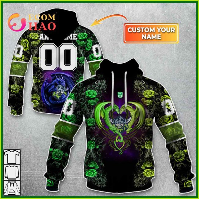 Personalized NRL Canberra Raiders Rose Dragon 3D Hoodie