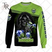 Personalized Nrl Canberra Raiders Skull Death Art Hoodie Natural And Awesome - demo10