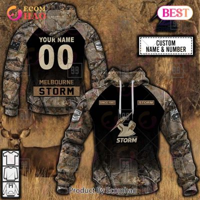 NRL Melbourne Storm Custom Name Number Camo Pullover Hoodie