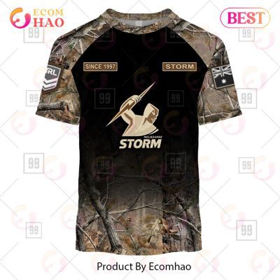 NRL Melbourne Storm Custom Name Number Camo T-Shirt