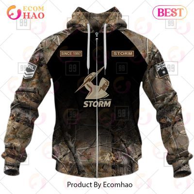 NRL Melbourne Storm Custom Name Number Camo Zip Up Hoodie