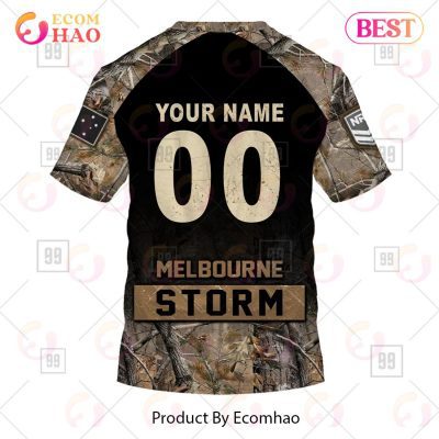 NRL Melbourne Storm Custom Name Number Camo T-Shirt