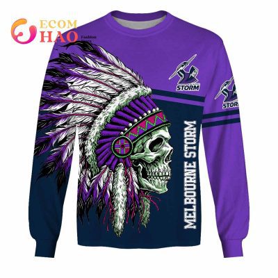 NRL Melbourne Storm Custom Name Number Native Skull Sweatshirt