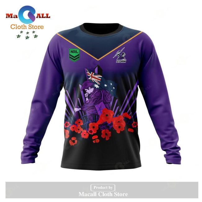 NRL Melbourne Storm Custom Name Number 2023 ANZAC Jersey Sweatshirt