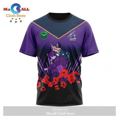 NRL Melbourne Storm Custom Name Number 2023 ANZAC Jersey T-Shirt