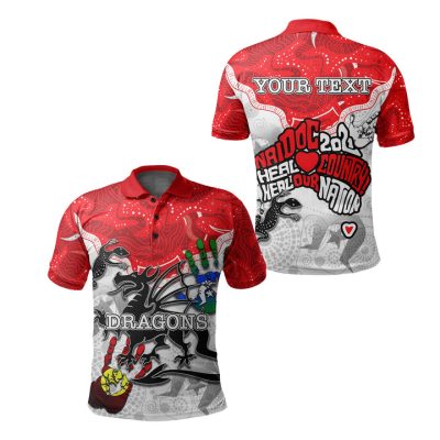 NRL St. George Illawarra Dragons Custom Text NAIDOC Tribal Style Polo Shirt