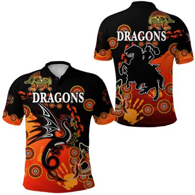 NRL St. George Illawarra Dragons Simple Indigenous - Red Polo Shirt
