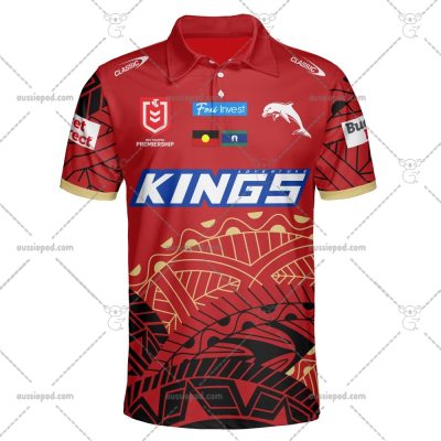 NRL Dolphins Custom Name Number 2023 Indigenous Jersey Polo Shirt