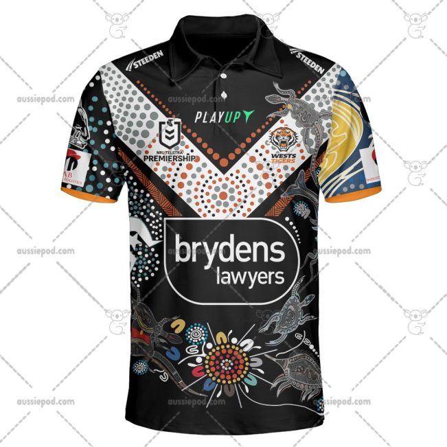 NRL Wests Tigers Custom Name Number 2023 Indigenous Jersey Polo Shirt