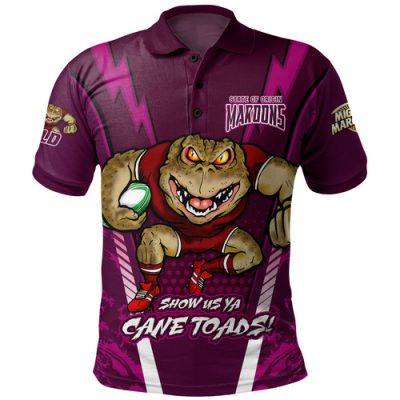 Queensland Maroons Polo Shirt Custom State Of Origin 2024 Show Us Ya Cane Toads!