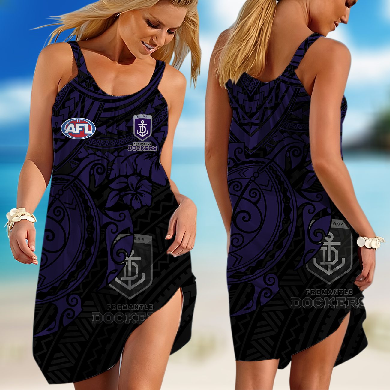 AFL Adelaide Crows Polynesian Sleeveless Summer Beach Sundress for Women AFL Adelaide Crows Polynesian Sleeveless Summer Beach Sundress for Women
