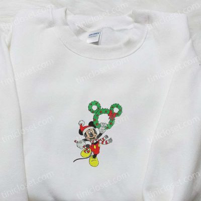 Disney Christmas Wreath Embroidered Shirt & Hoodie Perfect Family Gifts | soulcals.com