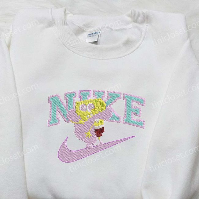 SpongeBob SquarePants x Nike Embroidered Sweatshirt Cartoon Shirt with Nike Inspiration| soulcals.com