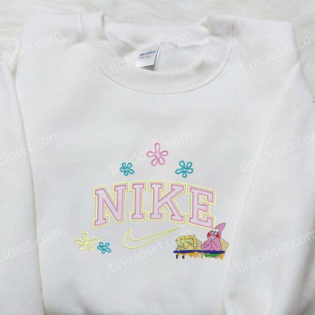 SpongeBob SquarePants x Nike Embroidered Sweatshirt, Cartoon Shirt with Patrick Star Nike Inspired| soulcals.com